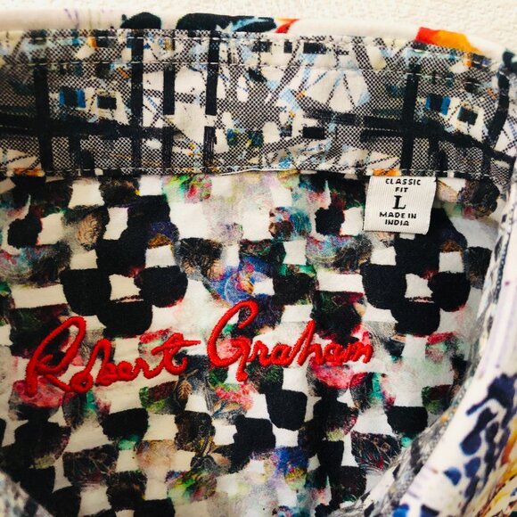 Robert Graham Men's Size Large Floral Geometric Button Up Shirt - Picture 3 of 7